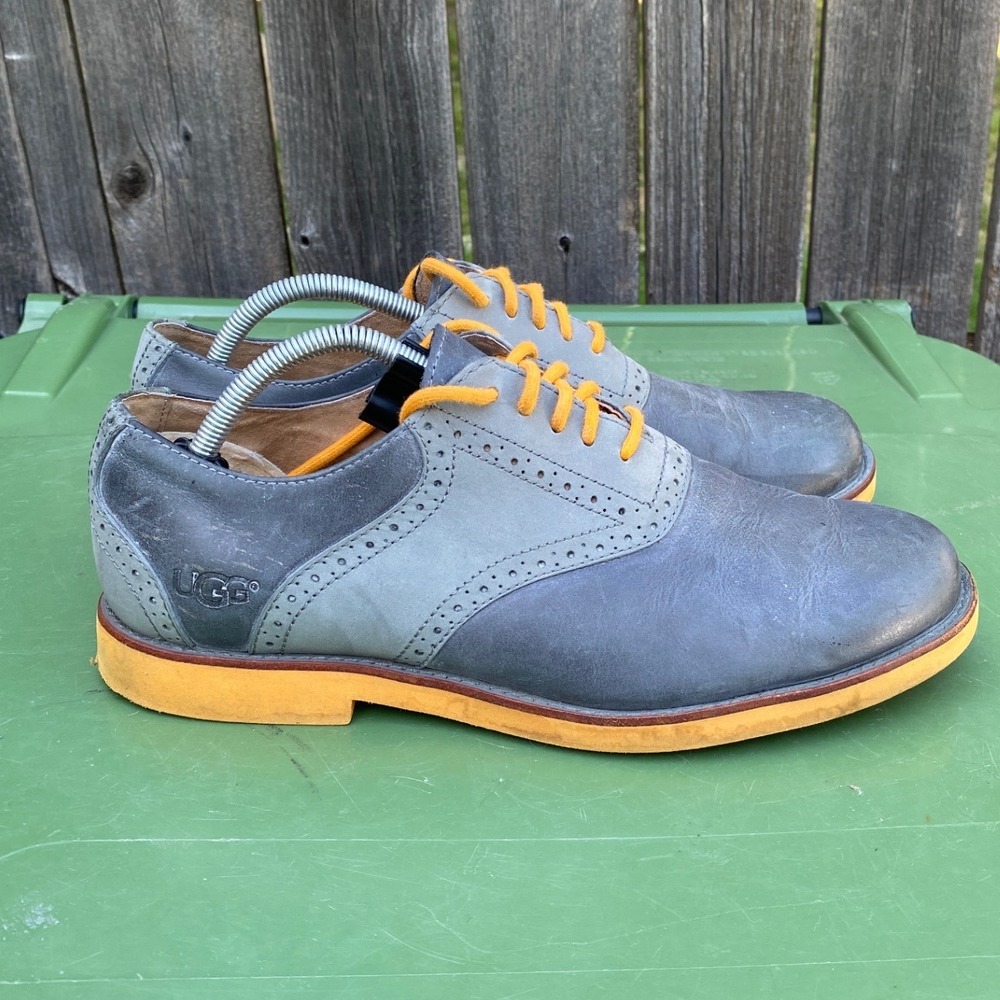UGG Australia Mens Holston Wingtip Oxford Blue‎ Orange Leather 1002479 Size 10 - Picture 3 of 10
